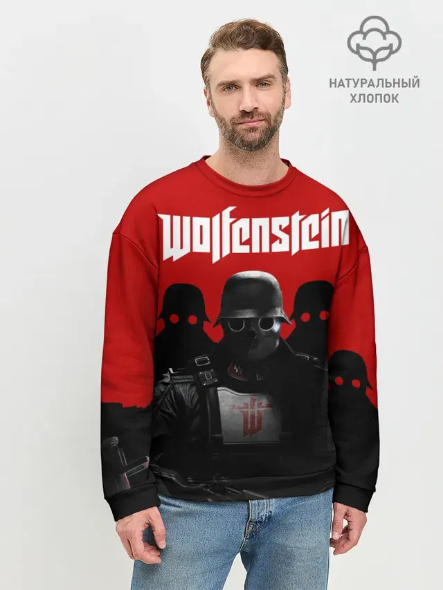 Мужской свитшот базовый с принтом «Wolfenstein»