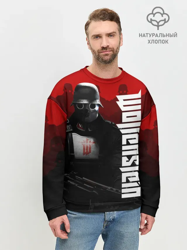 Мужской свитшот базовый с принтом «Wolfenstein»