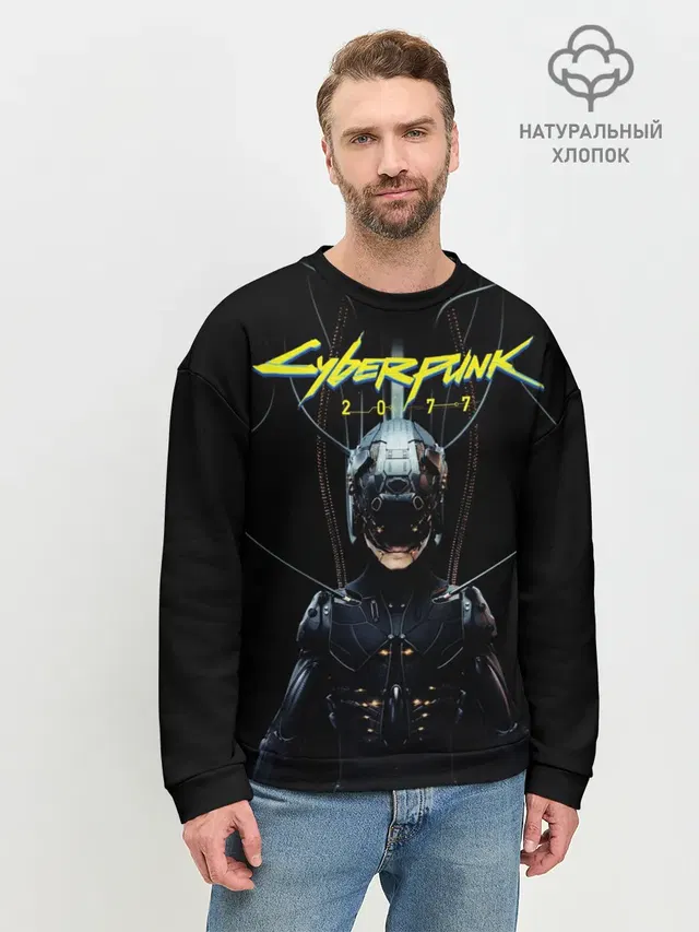 Мужской свитшот базовый с принтом «Cyberpunk 2077»