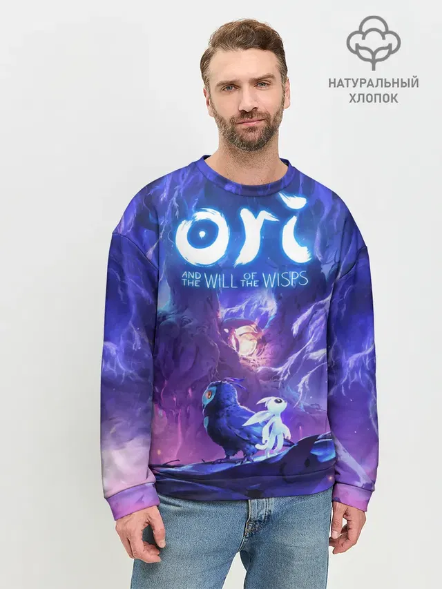 Мужской свитшот базовый с принтом «Ori and the will of the wisps — Ori - And The Will Of The Wisp»