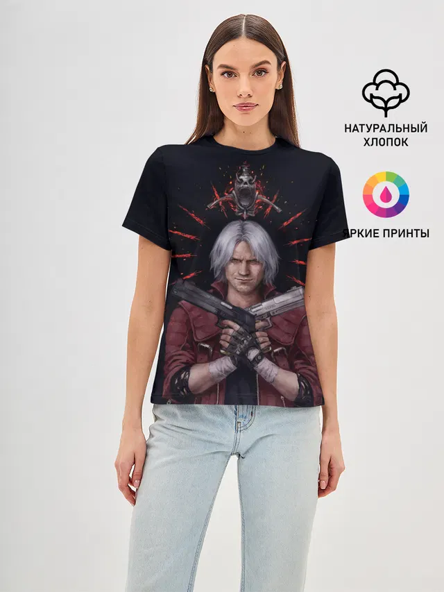 Женская базовая футболка с принтом «Devil May Cry — Saint Dante»