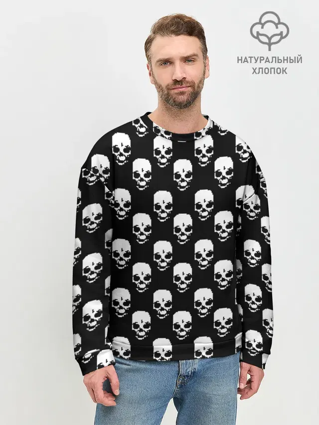 Мужской свитшот базовый с принтом «Pixel Art — DED_SEC»