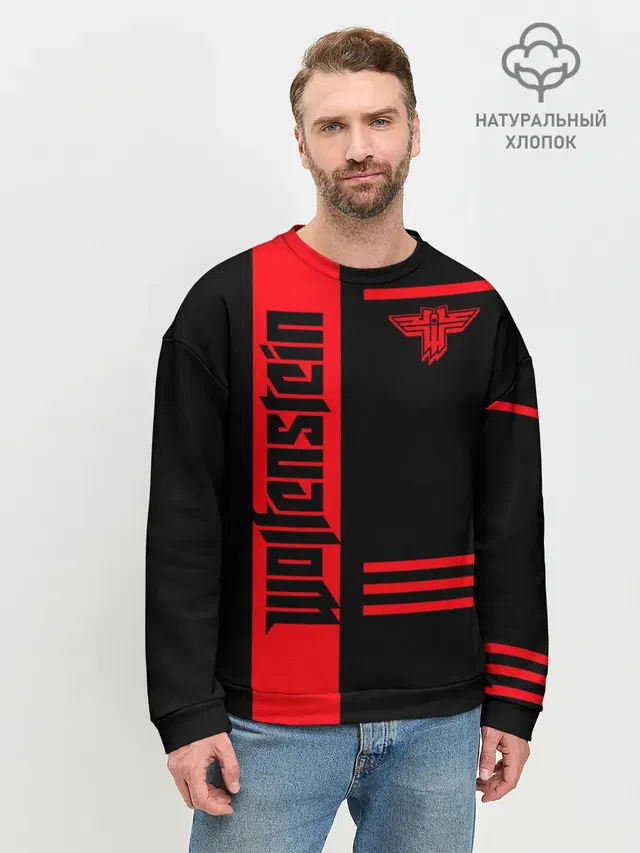 Мужской свитшот базовый с принтом «Wolfenstein»