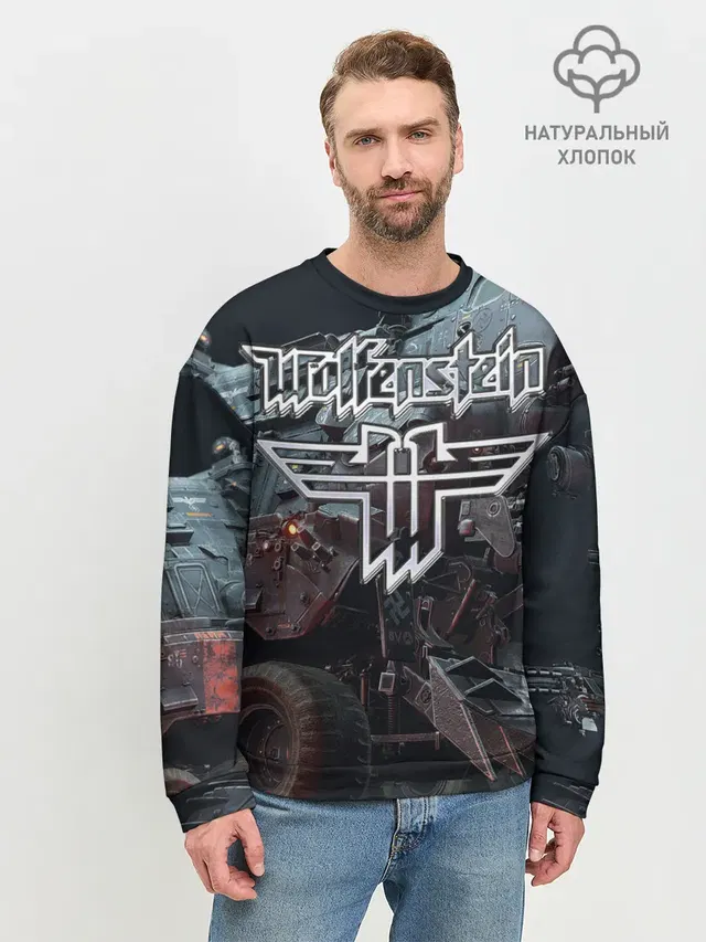Мужской свитшот базовый с принтом «Wolfenstein»