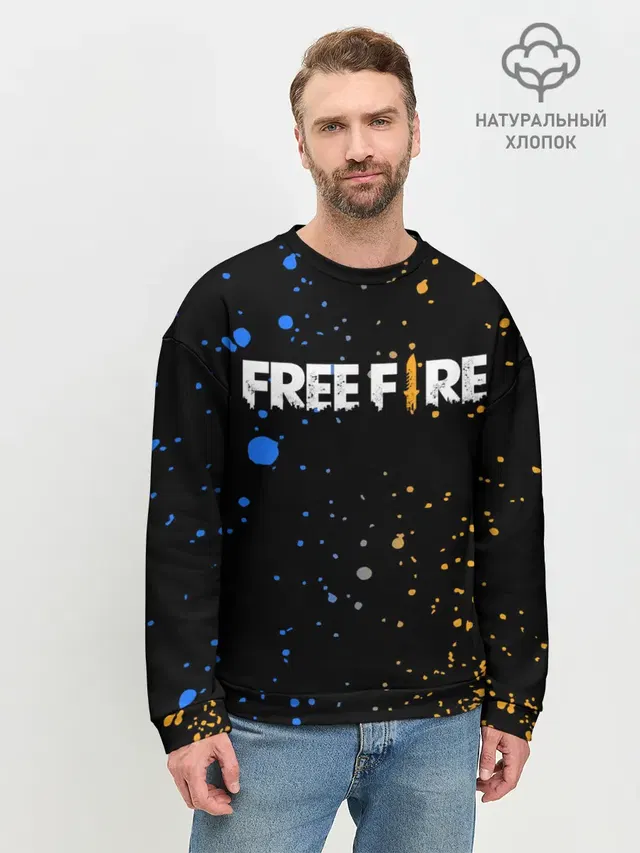 Мужской свитшот базовый с принтом «Фри Файер — FREE FIRE»