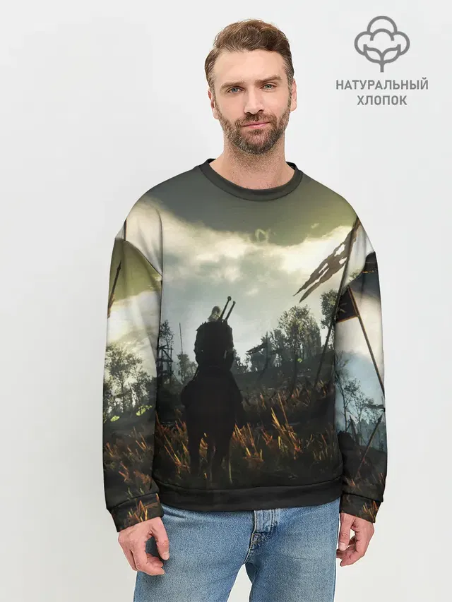 Мужской свитшот базовый с принтом «Nilfgaardian Empire — THE WITCHER 3»