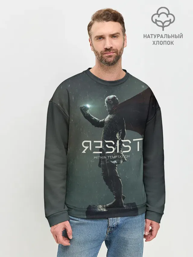 Мужской свитшот базовый с принтом «Разный рок — Within Temptation RESIST»