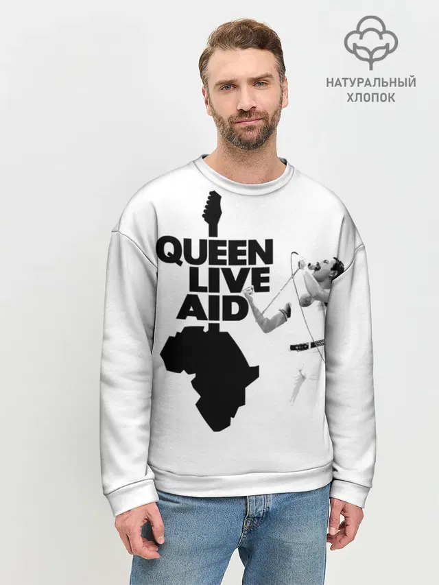 Мужской свитшот базовый с принтом «Queen LIVE AID»
