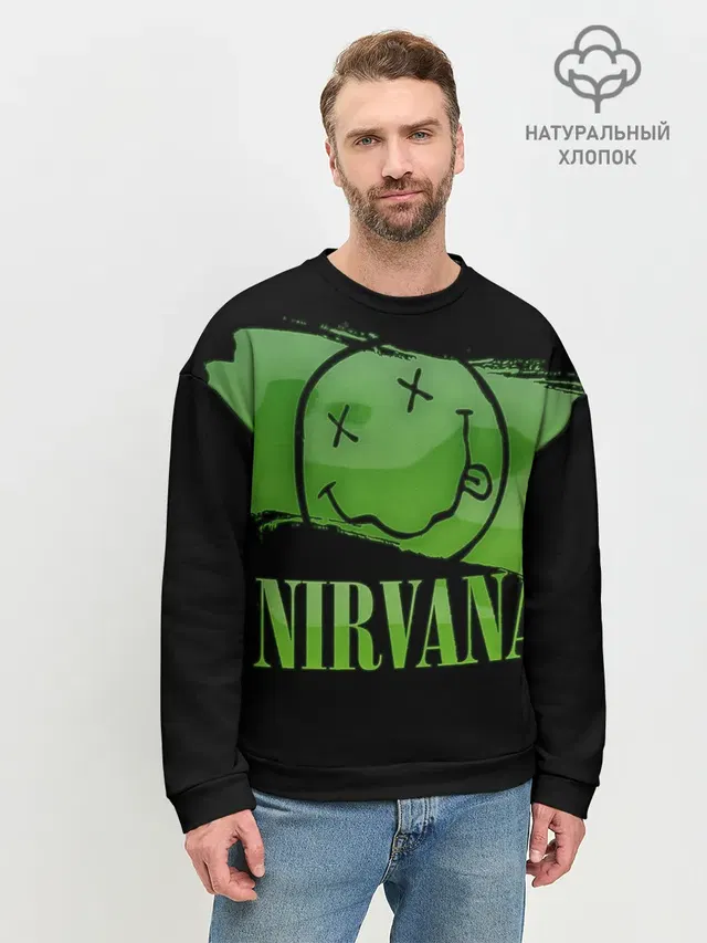Мужской свитшот базовый с принтом «Nirvana smiley»