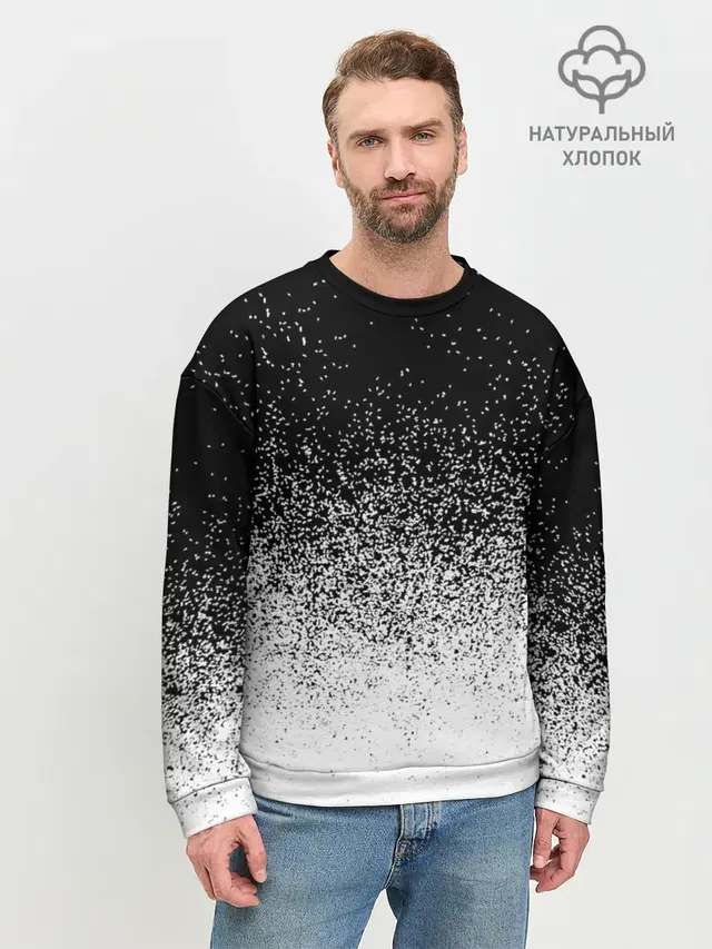 Мужской свитшот базовый с принтом «Текстуры — BLACK AND WHITE ABSTRACTION»
