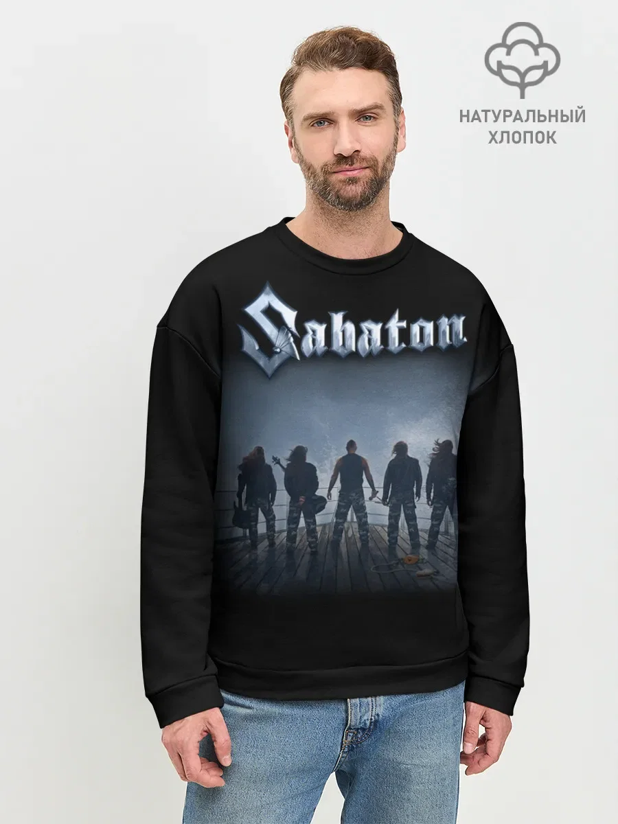 Мужской свитшот базовый с принтом «Sabaton», вид спереди