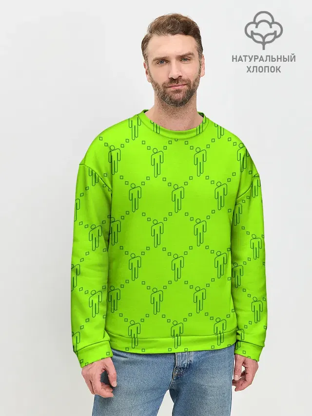 Мужской свитшот базовый с принтом «Billie Eilish — Billie Eilish pattern»