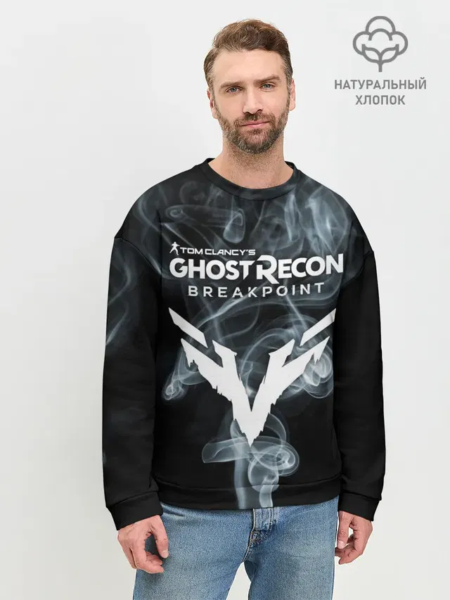 Мужской свитшот базовый с принтом «Разные игры — GHOST RECON BREAKPOINT»