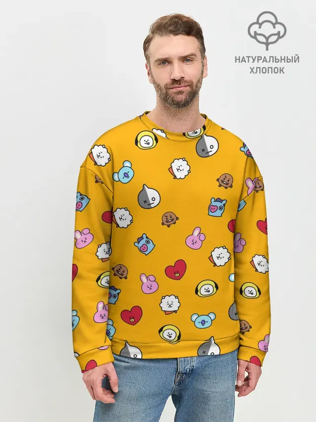 Мужской свитшот базовый с принтом «BTS — BT21»