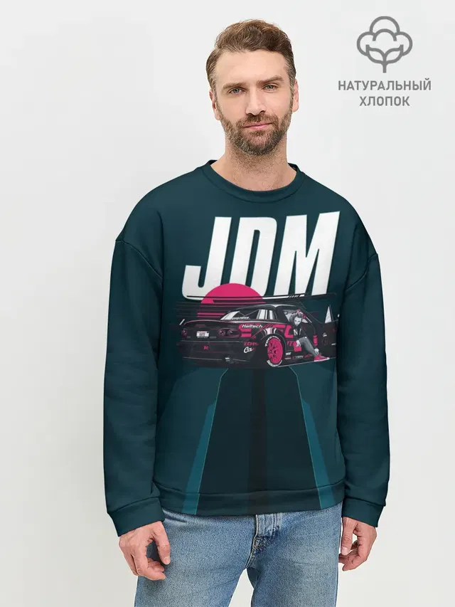 Мужской свитшот базовый с принтом «Anime girl — JDM»