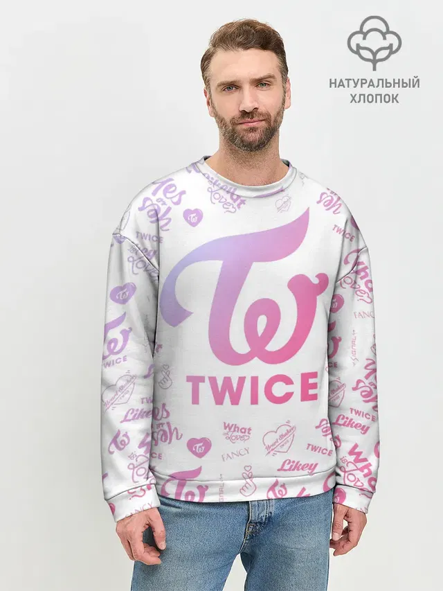Мужской свитшот базовый с принтом «Twice»