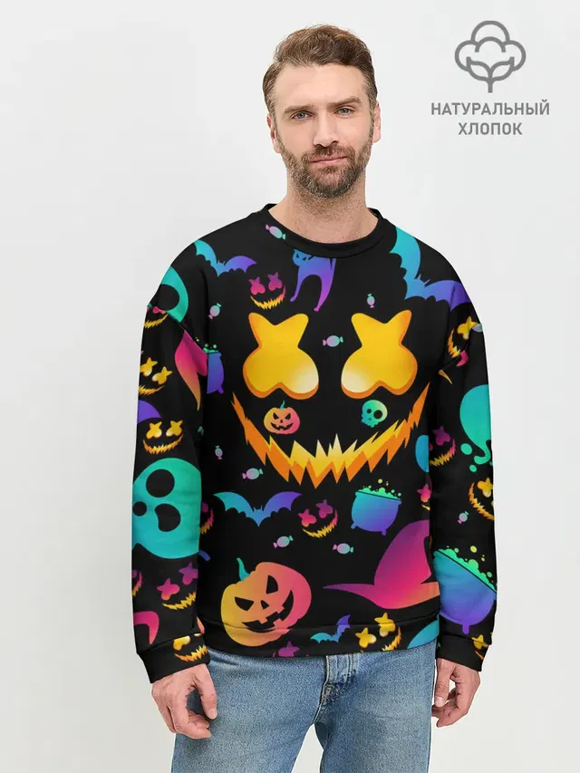 Мужской свитшот базовый с принтом «Marshmello — MARSHMELLO HALLOWEEN»