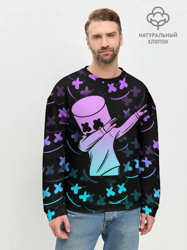 Мужской свитшот базовый с принтом «Фортнайт — FORTNITE x MARSHMELLO»
