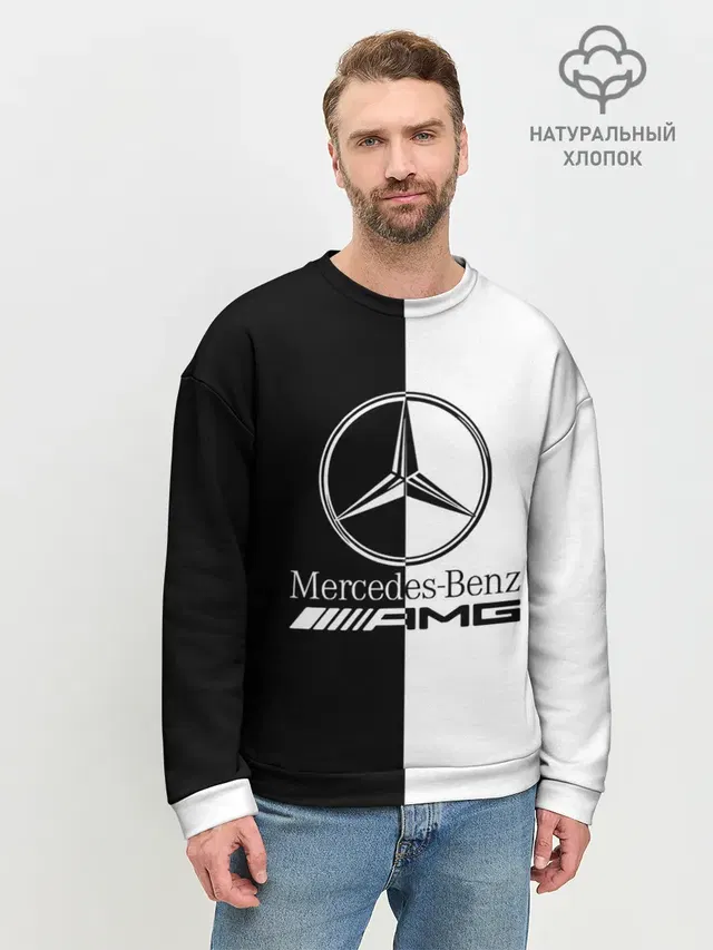 Мужской свитшот базовый с принтом «Merсedes — MERCEDES-BENZ»