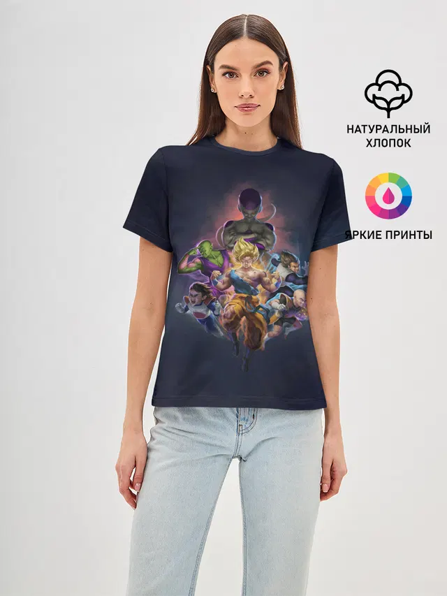Женская базовая футболка с принтом «Dragon ball Team»