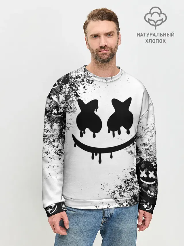 Мужской свитшот базовый с принтом «Marshmello»