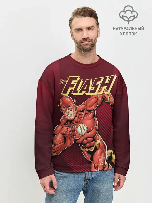 Мужской свитшот базовый с принтом «Флэш — The Flash»