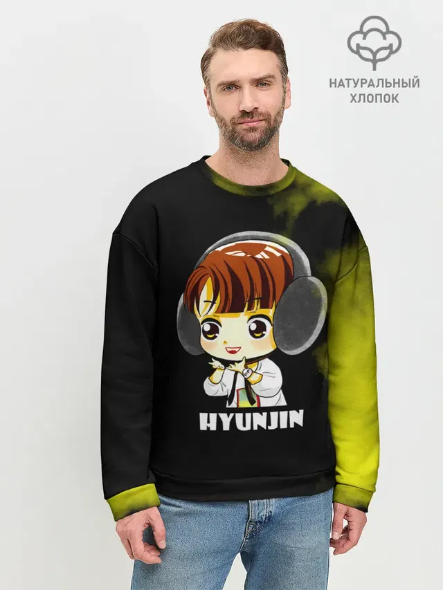 Мужской свитшот базовый с принтом «Stray Kids — Hyunjin»