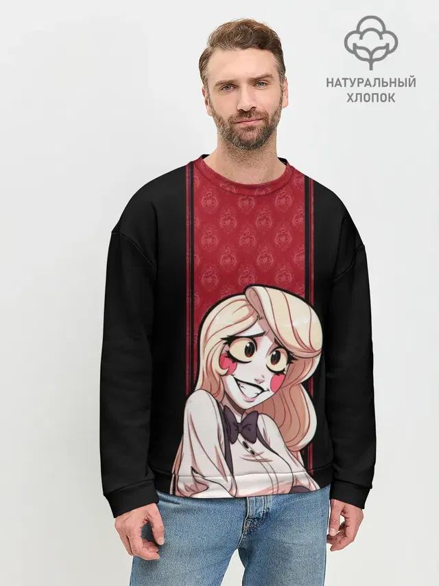 Мужской свитшот базовый с принтом «Мультфильмы — Hazbin Hotel. Charlie»