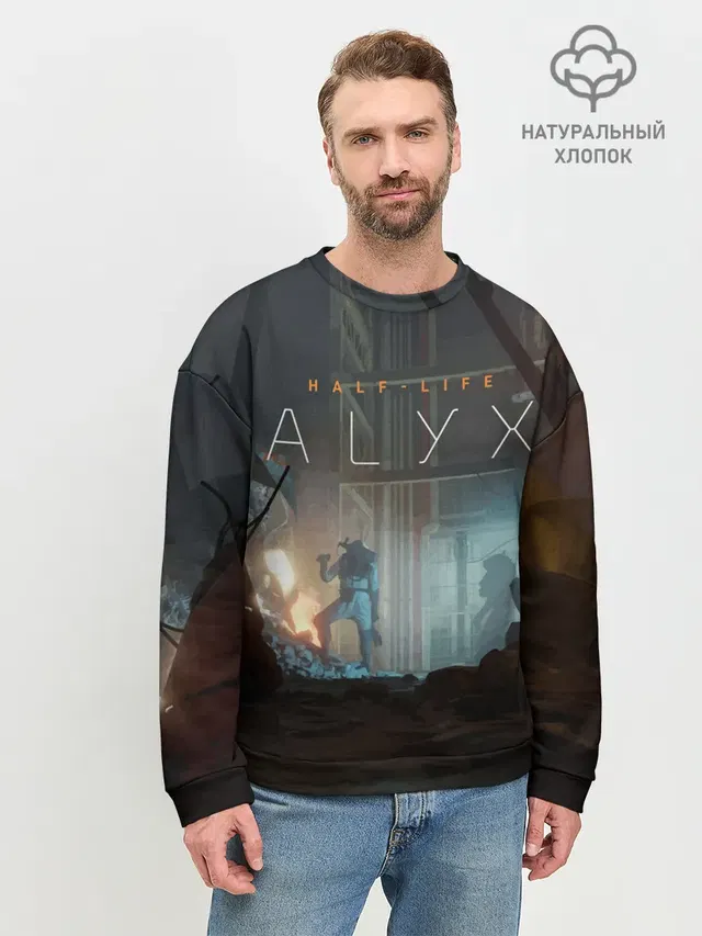 Мужской свитшот базовый с принтом «Half-Life — HALF-LIFE: ALYX»