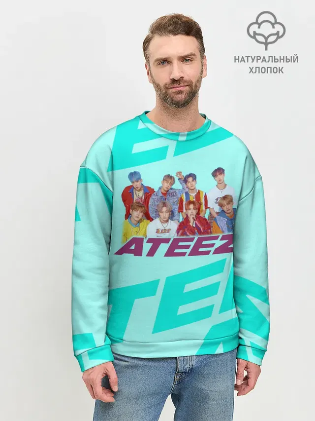 Мужской свитшот базовый с принтом «Ateez»