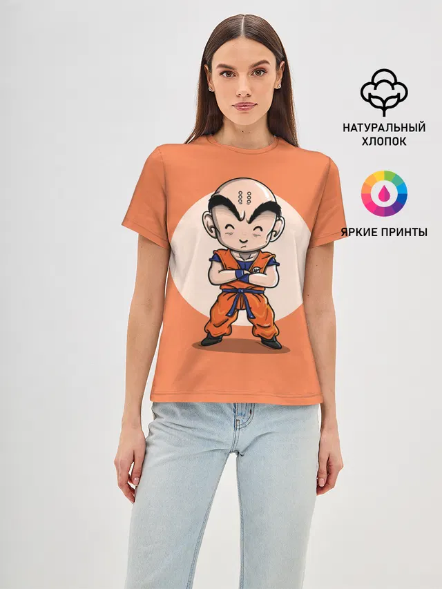 Женская базовая футболка с принтом «Dragon ball — Куририн»