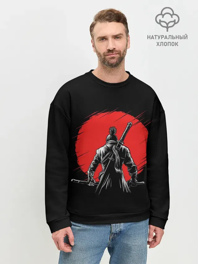Мужской свитшот базовый с принтом «Sekiro: Shadows Die Twice»