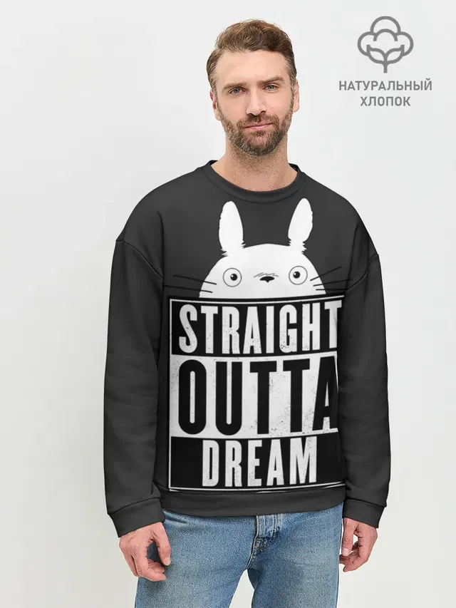 Мужской свитшот базовый с принтом «Тоторо Straight outta dream»