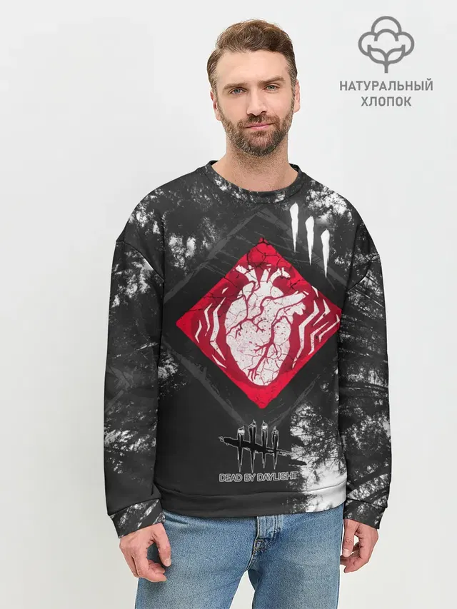 Мужской свитшот базовый с принтом «Dead by Daylight — DBD - beating heart»