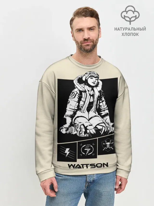 Мужской свитшот базовый с принтом «Apex Legends Wattson»