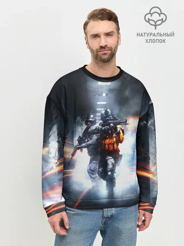 Мужской свитшот базовый с принтом «Battlefield 3»