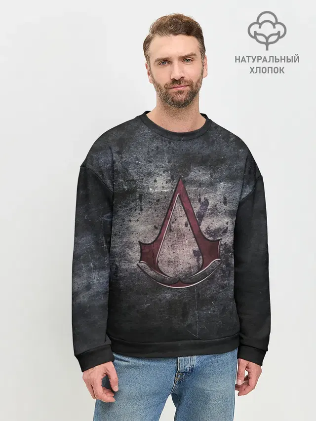 Мужской свитшот базовый с принтом «Assassin's Creed insignia»