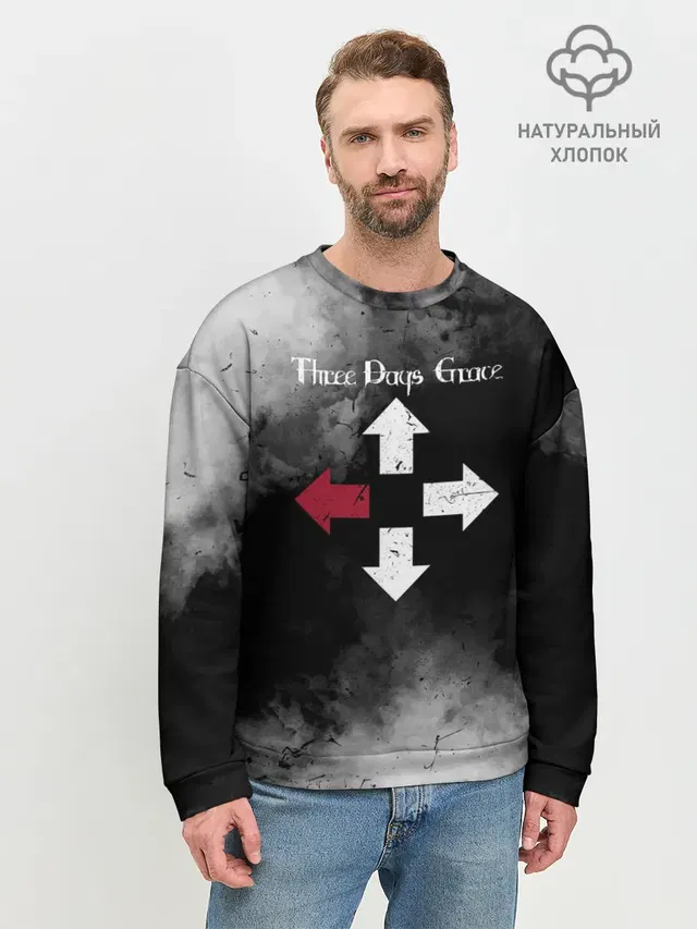 Мужской свитшот базовый с принтом «Three Days Grace»