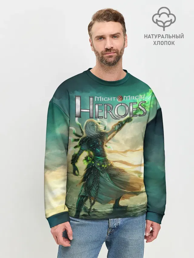 Мужской свитшот базовый с принтом «Necromancer — Heroes of Might and Magic»