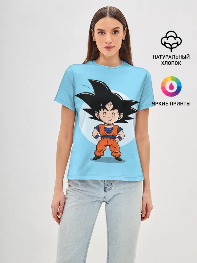 Женская базовая футболка с принтом «Sweet Goku»