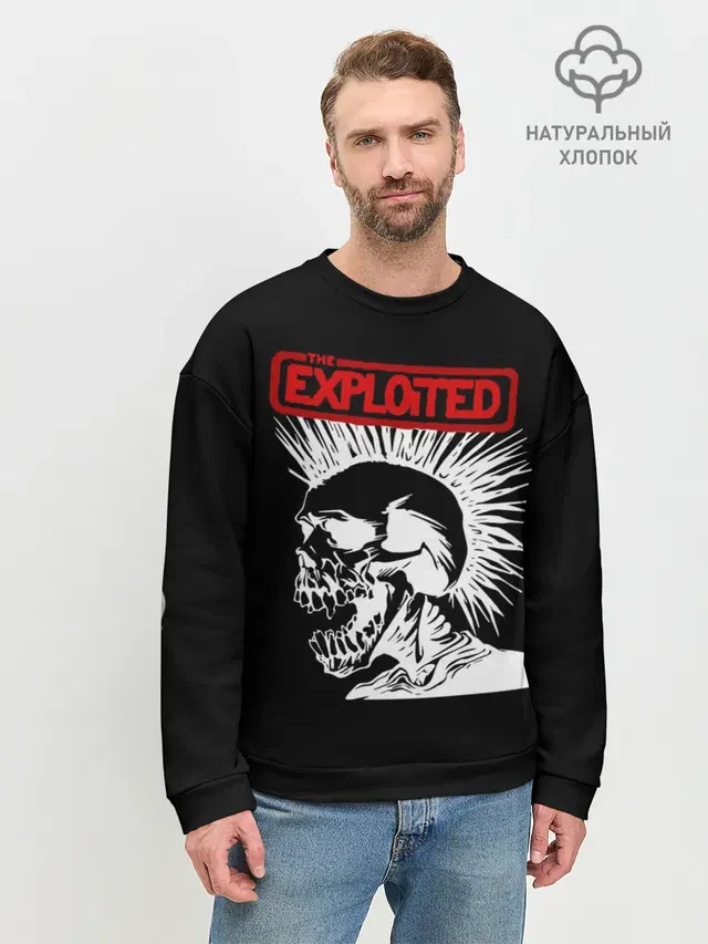 Мужской свитшот базовый с принтом «Разный рок — The Exploited»