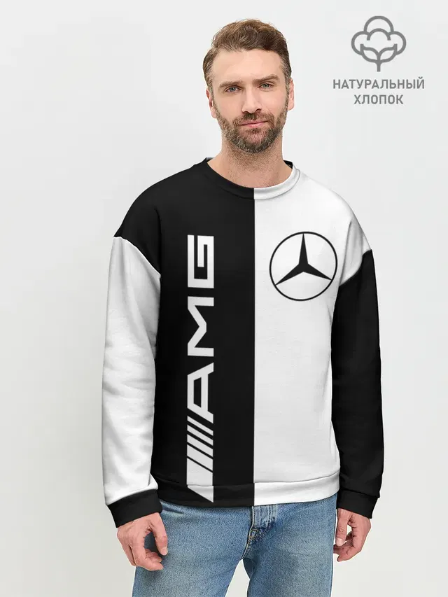 Мужской свитшот базовый с принтом «Merсedes — MERCEDES AMG — МЕРСЕДЕС»