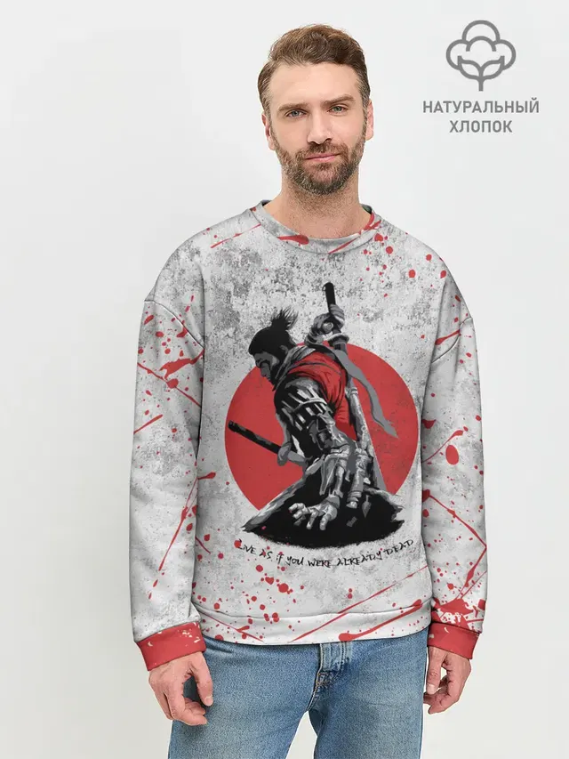 Мужской свитшот базовый с принтом «Sekiro shadow die twice»