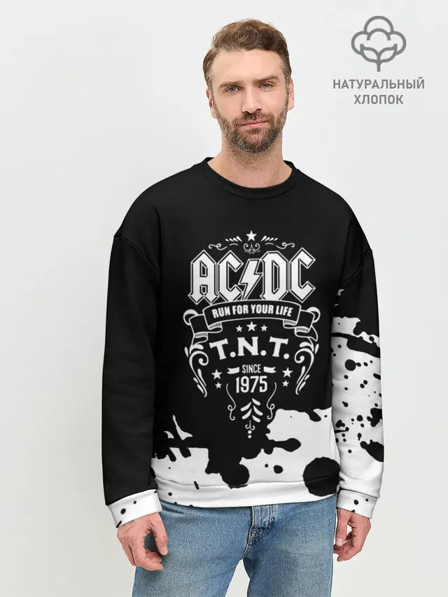 Мужской свитшот базовый с принтом «1975 — AC/DC T.N.T.»