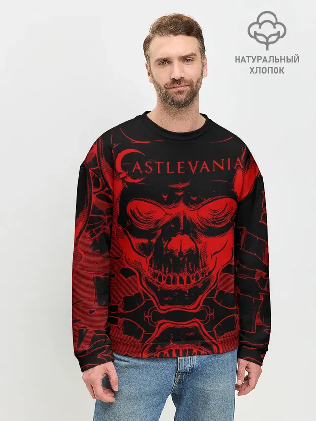 Мужской свитшот базовый с принтом «Castlevania — Castlevania red»