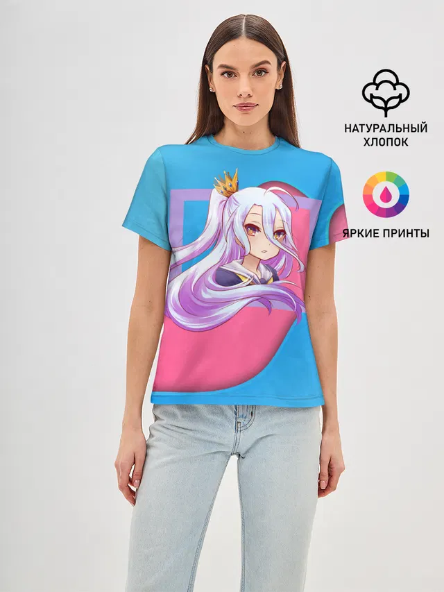 Женская базовая футболка с принтом «No Game No Life — Sweet Shiro»