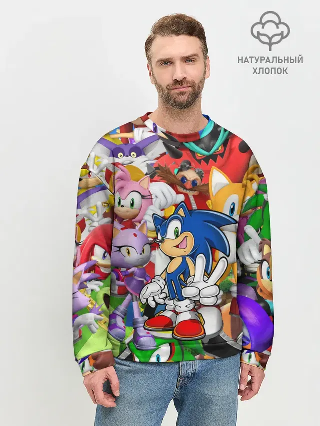 Мужской свитшот базовый с принтом «Соник — Sonic ПЕРСОНАЖИ»