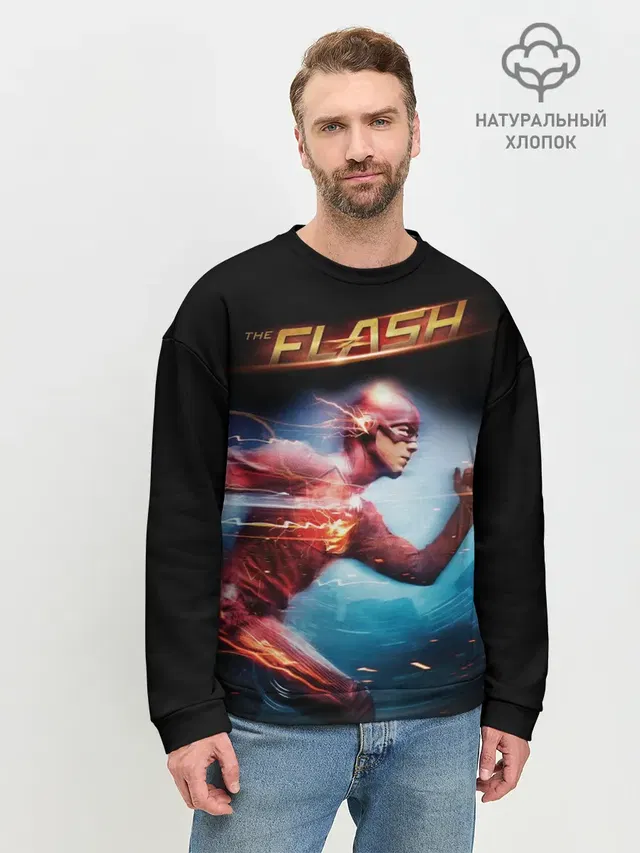 Мужской свитшот базовый с принтом «Флэш — The Flash»