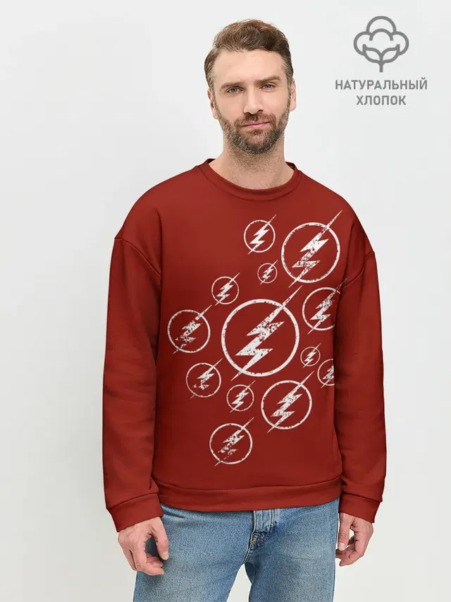 Мужской свитшот базовый с принтом «Флэш — The Flash Logo»
