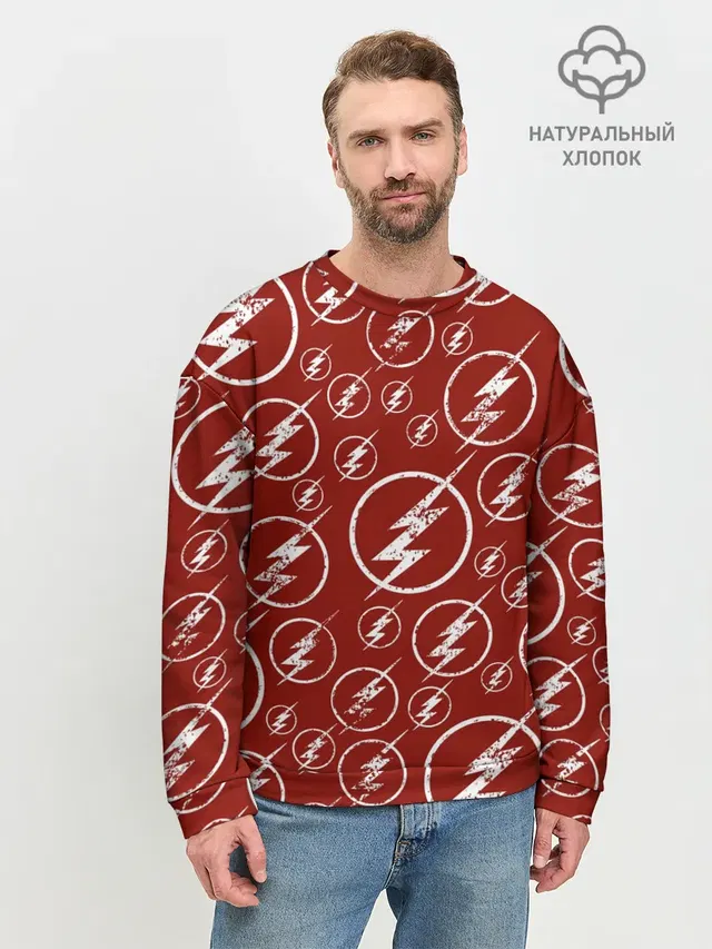 Мужской свитшот базовый с принтом «Флэш — The Flash Logo Pattern»